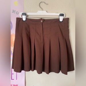 high waist brown skirt